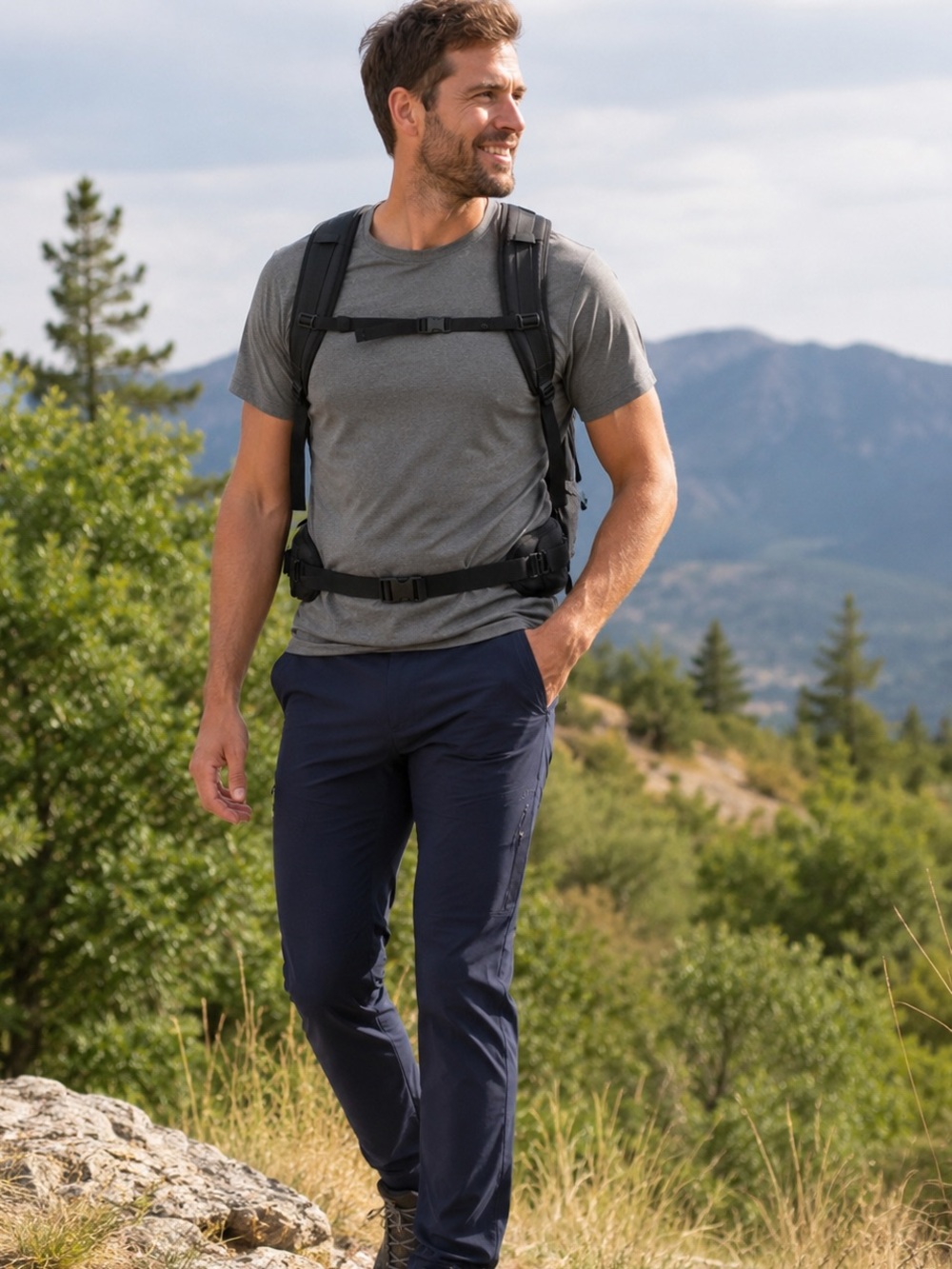 Quechua Decathlon Men’s Lightweight Hiking Trekking Pants Navy Large 33x32